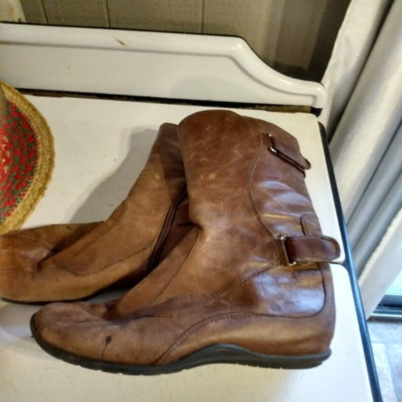 Vintage Steve Madden Distressed Soft Leather Boots "Boulder" 7.5 Mid Calf - Picture 5 of 9